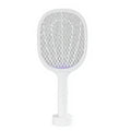 Electric Fly Swatter 3500V Bug Zapper Racket Dual Modes Mosquito Killer with Purple Mosquito Light Rechargeable for Indoor Home