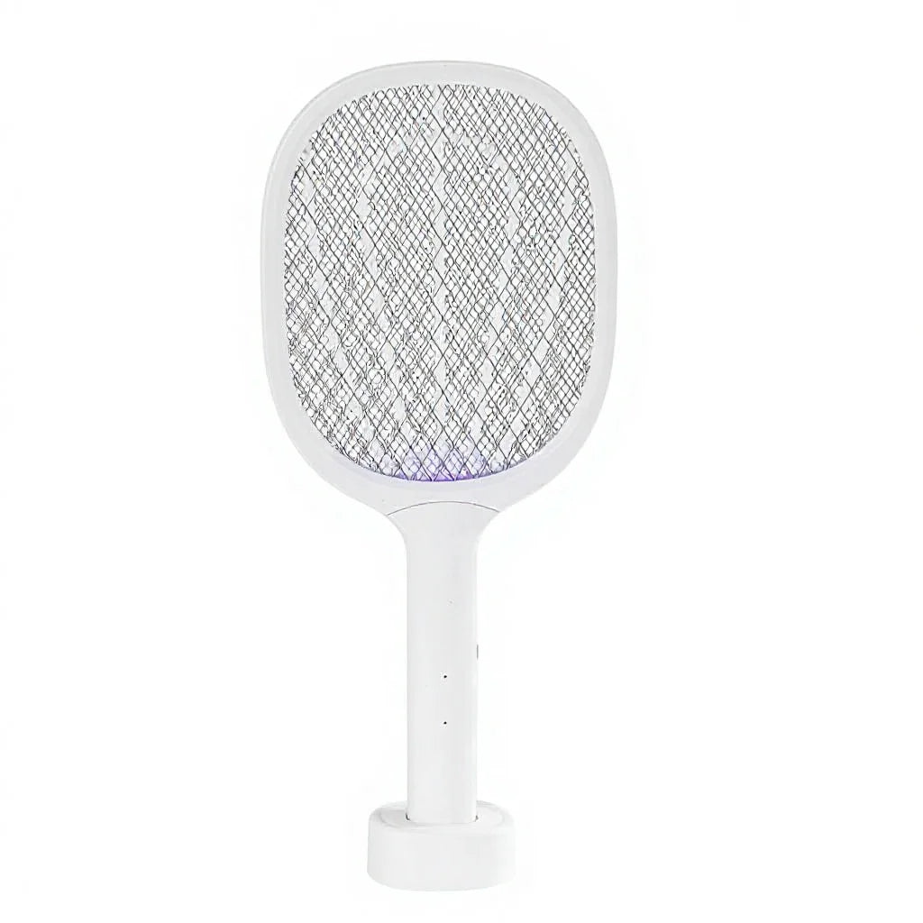Electric Fly Swatter 3500V Bug Zapper Racket Dual Modes Mosquito Killer with Purple Mosquito Light Rechargeable for Indoor Home