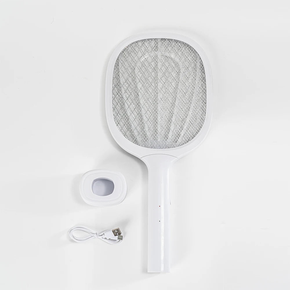 Electric Fly Swatter 3500V Bug Zapper Racket Dual Modes Mosquito Killer with Purple Mosquito Light Rechargeable for Indoor Home