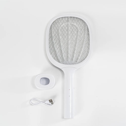Electric Fly Swatter 3500V Bug Zapper Racket Dual Modes Mosquito Killer with Purple Mosquito Light Rechargeable for Indoor Home